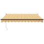 Toldo retráctil aluminio y tela amarillo y blanco 3,5x2,5 m
