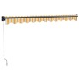 Toldo retráctil aluminio y tela amarillo y blanco 3,5x2,5 m