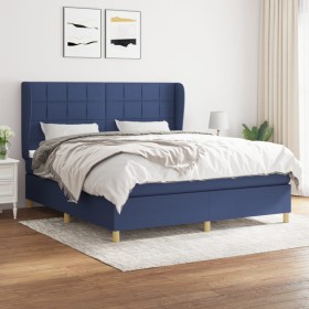 Box spring bed with blue fabric mattress 160x200 cm by , Beds and slatted bases - Ref: Foro24-3128539, Price: 566,81 €, Disco...