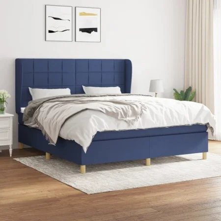 Cama box spring con colchón tela azul 160x200 cm de , Camas y somieres - Ref: Foro24-3128539, Precio: 563,86 €, Descuento: %