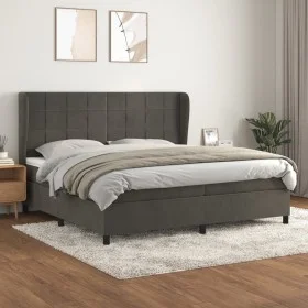 Box spring bed with dark gray velvet mattress 200x200 cm by , Beds and slatted bases - Ref: Foro24-3129232, Price: 615,09 €, ...
