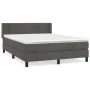 Box spring bed with dark gray velvet mattress 140x190 cm by , Beds and slatted bases - Ref: Foro24-3130956, Price: 445,75 €, ...