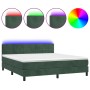 Cama box spring colchón y LED terciopelo verde oscuro 160x200cm de , Camas y somieres - Ref: Foro24-3134414, Precio: 496,90 €...
