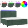 Box spring bed with mattress and LED dark green velvet 180x200cm by , Beds and slatted bases - Ref: Foro24-3136140, Price: 64...