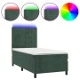 Box spring bed with mattress and LED dark green velvet 90x190 cm by , Beds and slatted bases - Ref: Foro24-3136098, Price: 31...