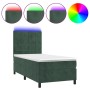 Cama box spring colchón y LED terciopelo verde oscuro 90x190 cm de , Camas y somieres - Ref: Foro24-3136098, Precio: 322,97 €...