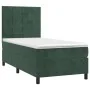 Box spring bed with mattress and LED dark green velvet 90x190 cm by , Beds and slatted bases - Ref: Foro24-3136098, Price: 31...