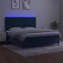 Box spring bed with mattress and LED velvet dark blue 160x200 cm by , Beds and slatted bases - Ref: Foro24-3136135, Price: 54...