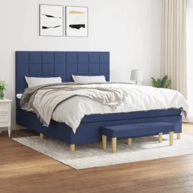 Cama box spring con colchón tela azul 160x200 cm de , Camas y somieres - Ref: Foro24-3137171, Precio: 583,28 €, Descuento: %