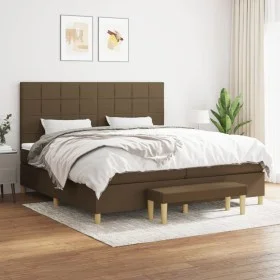 Box spring bed with dark brown fabric mattress 200x200 cm by , Beds and slatted bases - Ref: Foro24-3137184, Price: 742,52 €,...