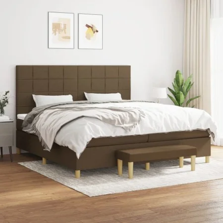 Box spring bed with dark brown fabric mattress 200x200 cm by , Beds and slatted bases - Ref: Foro24-3137184, Price: 742,52 €,...