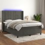 Box spring bed with mattress and LED dark gray velvet 140x190 cm by , Beds and slatted bases - Ref: Foro24-3139560, Price: 50...