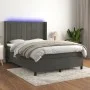 Box spring bed with mattress and LED dark gray velvet 140x190 cm by , Beds and slatted bases - Ref: Foro24-3139560, Price: 49...