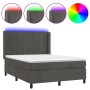 Box spring bed with mattress and LED dark gray velvet 140x190 cm by , Beds and slatted bases - Ref: Foro24-3139560, Price: 50...
