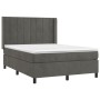Box spring bed with mattress and LED dark gray velvet 140x190 cm by , Beds and slatted bases - Ref: Foro24-3139560, Price: 50...