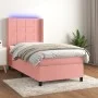 Box spring bed with mattress and LED pink velvet 80x200 cm by , Beds and slatted bases - Ref: Foro24-3139534, Price: 341,57 €...