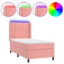 Box spring bed with mattress and LED pink velvet 80x200 cm by , Beds and slatted bases - Ref: Foro24-3139534, Price: 335,52 €...