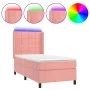 Box spring bed with mattress and LED pink velvet 80x200 cm by , Beds and slatted bases - Ref: Foro24-3139534, Price: 341,57 €...