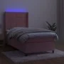 Box spring bed with mattress and LED pink velvet 80x200 cm by , Beds and slatted bases - Ref: Foro24-3139534, Price: 341,57 €...
