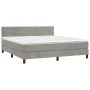 Box spring bed with light gray velvet mattress 160x200 cm by , Beds and slatted bases - Ref: Foro24-3141311, Price: 483,92 €,...