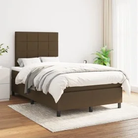 Box spring bed with dark brown fabric mattress 120x200 cm by , Beds and slatted bases - Ref: Foro24-3141764, Price: 407,87 €,...