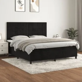 Box spring bed with black velvet mattress 160x200 cm by , Beds and slatted bases - Ref: Foro24-3143033, Price: 551,12 €, Disc...
