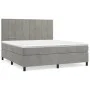 Box spring bed with light gray velvet mattress 160x200 cm by , Beds and slatted bases - Ref: Foro24-3143031, Price: 538,33 €,...