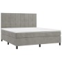 Box spring bed with light gray velvet mattress 160x200 cm by , Beds and slatted bases - Ref: Foro24-3143031, Price: 540,11 €,...