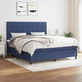 Box spring bed with blue fabric mattress 160x200 cm by , Beds and slatted bases - Ref: Foro24-3141791, Price: 545,32 €, Disco...