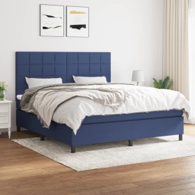 Cama box spring con colchón tela azul 160x200 cm de , Camas y somieres - Ref: Foro24-3141791, Precio: 534,24 €, Descuento: %