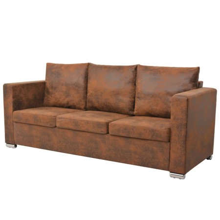Kunstleder-Sofa mit 3 Plätzen aus Wildlederimitat, 191x73x82 cm. von vidaXL, Sofas - Ref: Foro24-244703, Preis: 469,07 €, Rab...