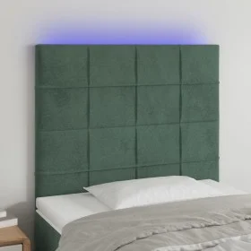 Headboard with LED lights dark green velvet 90x5x118/128 cm by , Headboards and footboards - Ref: Foro24-3122463, Price: 83,0...