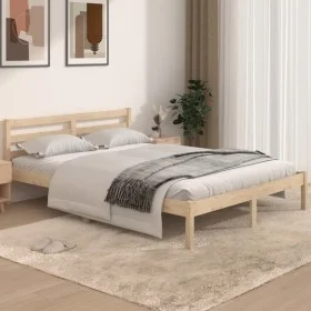 Solid pine wood bed frame 140x190 cm by , Beds and slatted bases - Ref: Foro24-810410, Price: 79,97 €, Discount: %