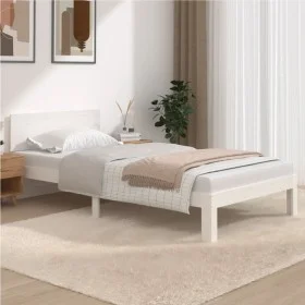 Solid white pine wood bed frame 100x200 cm by , Beds and slatted bases - Ref: Foro24-810486, Price: 108,27 €, Discount: %