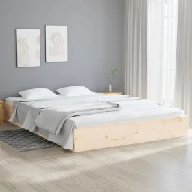 Solid wood bed frame 200x200 cm by , Beds and slatted bases - Ref: Foro24-820022, Price: 120,08 €, Discount: %
