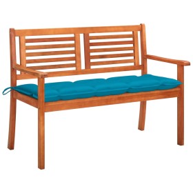 Banco de jardín 2 plazas madera maciza eucalipto y cojín 120 cm de , Bancos de jardín - Ref: Foro24-3060988, Precio: 189,29 €...