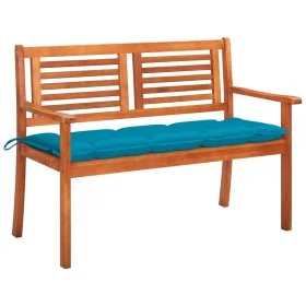 Solid eucalyptus wood 2-seater garden bench with cushion, 120 cm by , garden benches - Ref: Foro24-3060988, Price: 186,39 €, ...