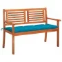 Solid eucalyptus wood 2-seater garden bench with cushion, 120 cm by , garden benches - Ref: Foro24-3060988, Price: 186,39 €, ...