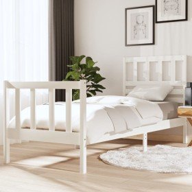 Estructura de cama individual madera maciza blanco 75x190 cm Estructura de cama individual madera maciza blanco 75x190 cm