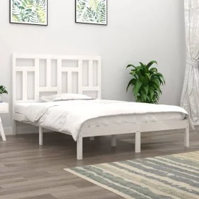 Small double bed frame white solid wood 120x190cm by , Beds and slatted bases - Ref: Foro24-3104514, Price: 119,86 €, Discoun...