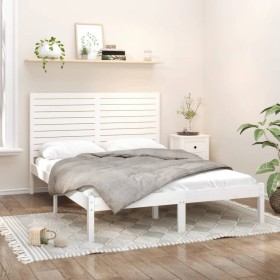 Estructura de cama de madera maciza de pino blanca 160x200 cm