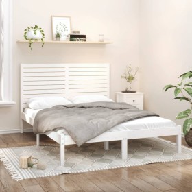 Solid white pine wood bed frame 160x200 cm by , Beds and slatted bases - Ref: Foro24-3104619, Price: 162,04 €, Discount: %