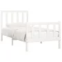 White single solid wood bed frame 75x190 cm by , Beds and slatted bases - Ref: Foro24-3105186, Price: 121,01 €, Discount: %