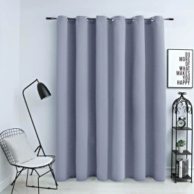 Cortina opaca con anillas de metal gris 290x245 cm