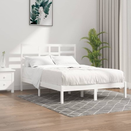 Kleines Doppelbett aus massivem weißem Holz, 120x190 cm. von , Betten und Lattenroste - Ref: Foro24-3105766, Preis: 120,95 €,...