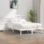 Small solid white wood double bed frame 120x190cm by , Beds and slatted bases - Ref: Foro24-3105766, Price: 119,28 €, Discoun...