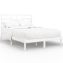 Small solid white wood double bed frame 120x190cm by , Beds and slatted bases - Ref: Foro24-3105766, Price: 120,95 €, Discoun...