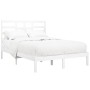 Small solid white wood double bed frame 120x190cm by , Beds and slatted bases - Ref: Foro24-3105766, Price: 120,95 €, Discoun...