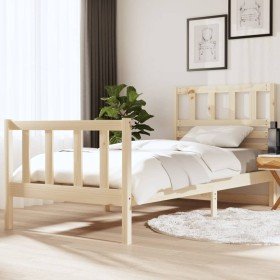 Estructura de cama individual de madera maciza 90x190 cm Estructura de cama individual de madera maciza 90x190 cm