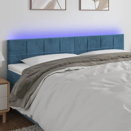 LED-Kopfteil aus dunkelbraunem Samt, 160 x 5 x 78/88 cm von , Kopf- und Fußteile - Ref: Foro24-3121670, Preis: 63,49 €, Rabat...